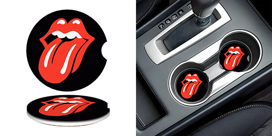 Ceramic Car Coasters : Rolling Stones - Tongue and Lips