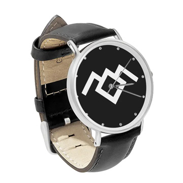 Black Leather Silver Watch : Twin Peaks - Owl Cave Symbol