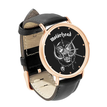 Black Leather Rose Gold Watch : Motorhead