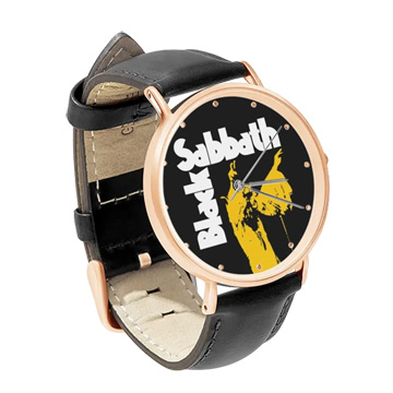 Black Leather Rose Gold Watch : Black Sabbath