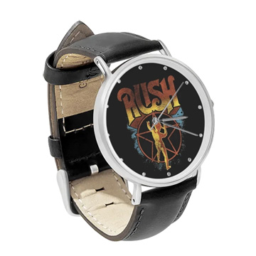 Black Leather Silver Watch : Rush