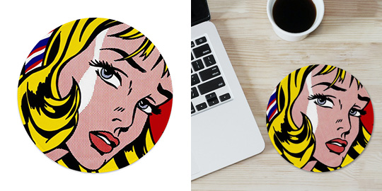 Mousepad (Round) : Roy Lichtenstein - Girl With Hair Ribbon, 1965
