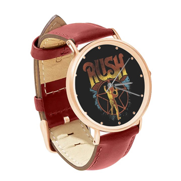 Red Leather Rose Gold Watch : Rush