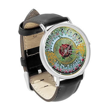 Black Leather Silver Watch : Grateful Dead - American Beauty