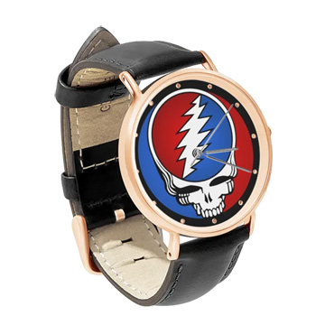 Black Leather Rose Gold Watch : Grateful Dead - Steal Your Face