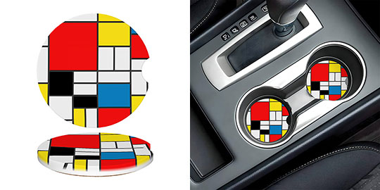 Ceramic Car Coasters : Piet Mondrian - Composition