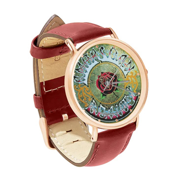 Red Leather Rose Gold Watch : Grateful Dead - American Beauty