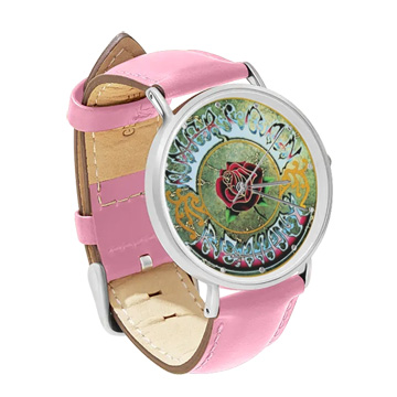Pink Leather Silver Watch : Grateful Dead - American Beauty