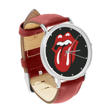 Red Leather Silver Watch : The Rolling Stones - Tongue & Lips