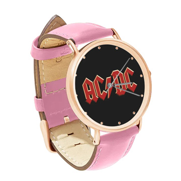 Pink Leather Rose Gold Watch : AC/DC
