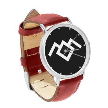 Red Leather Silver Watch : Twin Peaks - Owl Cave Symbol