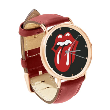 Red Leather Rose Gold Watch : The Rolling Stones - Tongue & Lips