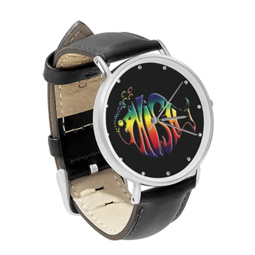 Black Leather Silver Watch : Phish