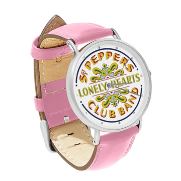 Pink Leather Silver Watch : The Beatles - Sgt. Pepper's Lonely Hearts Club Band