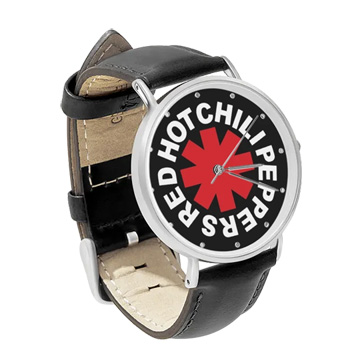 Black Leather Silver Watch : Red Hot Chili Peppers