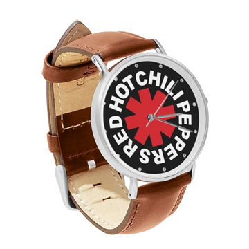 Brown Leather Silver Watch : Red Hot Chili Peppers