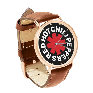 Brown Leather Rose Gold Watch : Red Hot Chili Peppers