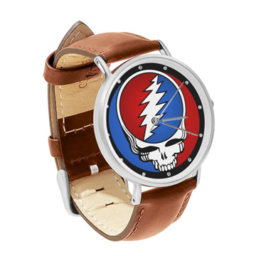 Brown Leather Silver Watch : Grateful Dead - Steal Your Face
