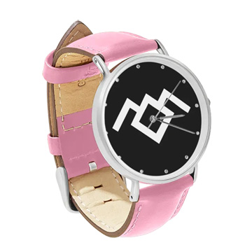 Pink Leather Silver Watch : Twin Peaks - Owl Cave Symbol