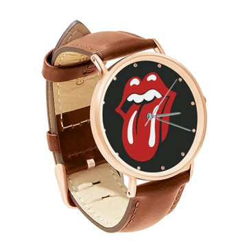 Brown Leather Rose Gold Watch : The Rolling Stones - Tongue & Lips