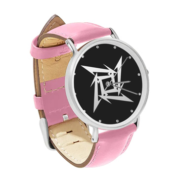 Pink Leather Silver Watch : Metallica
