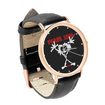 Black Leather Rose Gold Watch : Pearl Jam - Stickman - Alive