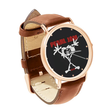 Brown Leather Rose Gold Watch : Pearl Jam - Stickman - Alive