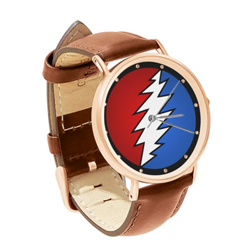 Brown Leather Rose Gold Watch : The Grateful Dead - Lightning Bolt