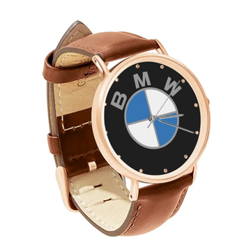 Brown Leather Rose Gold Watch : BMW