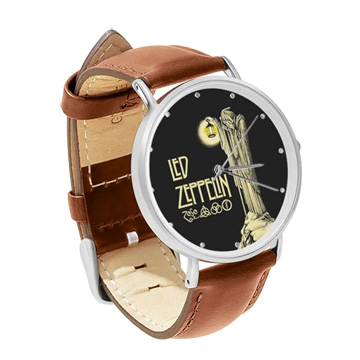 Brown Leather Silver Watch : Led Zeppelin IV Symbols - Hermit
