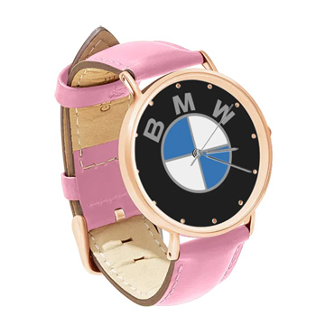 Pink Leather Rose Gold Watch : BMW