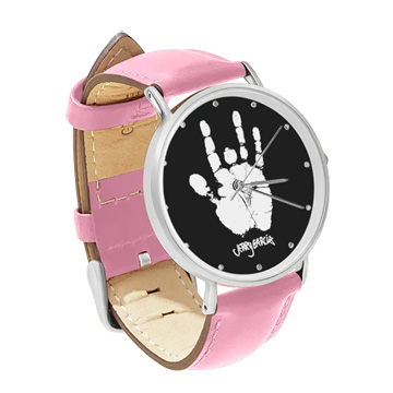 Pink Leather Silver Watch : Jerry Garcia Handprint