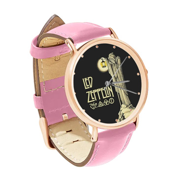 Pink Leather Rose Gold Watch : Led Zeppelin IV Symbols - Hermit
