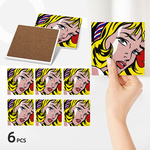 Square Ceramic Coasters : Roy Lichtenstein - Girl With Hair Ribbon