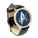 Watch : Star Trek (black leather strap, rose gold case)
