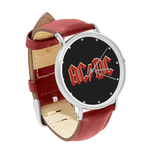 Watch : AC/DC (red leather strap, silver case)