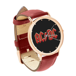 Watch : AC/DC (red leather strap, rose gold case)