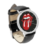 Watch : Rolling Stones - Tongue & Lips (black leather strap, silver case)