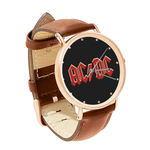 Watch : AC/DC (brown leather strap, rose gold case)