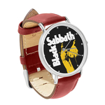 Watch : Black Sabbath (red leather strap, silver case)