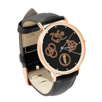 Watch : Led Zeppelin Symbols (black leather strap, rose gold case)
