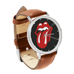 Watch : Rolling Stones - Tongue & Lips (brown leather strap, silver case)