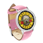 Watch : Guns N' Roses (pink leather strap, silver case)