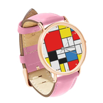 Watch : Piet Mondrian - Composition (pink leather strap, rose gold case)
