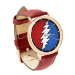 Watch : Grateful Dead - Bolt (red leather strap, rose gold case)