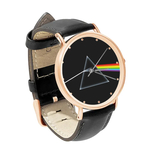 Watch : Pink Floyd - Dark Side of the Moon (black leather strap, rose gold case)