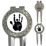 Golf Divot Repair Tool : Jerry Garcia Handprint (white-black)