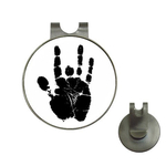Golf Hat Clip with Ball Marker : Jerry Garcia Handprint (white-black)