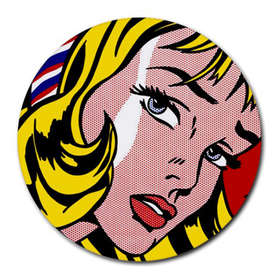 Mousepad (Round) : Roy Lichtenstein - Girl With Hair Ribbon