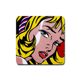 Coasters (4 Pack - Square) : Roy Lichtenstein - Girl With Hair Ribbon